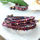 Navy Pink and Gold Macrame 5x Wrap Boho Leather Bracelet