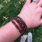 Navy Pink and Gold Macrame 5x Wrap Boho Leather Bracelet