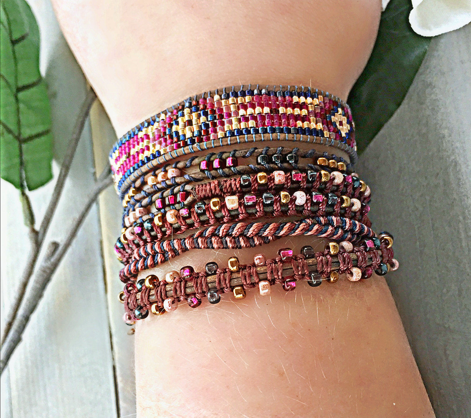 With a Southwest Vibe: Artisan Bead on sale Bracelet with Upcycled/Handcrafted Pewter Dome Links