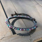 Purple Aqua and Pink Top Beaded Macrame Woven Leather Stack bracelet