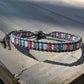 Purple Turquoise and Pink Ladder Woven Leather Stack bracelet