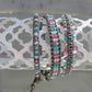 Purple Turquoise and Pink Ladder Woven Leather Stack bracelet