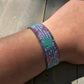 Fancy Tribal Bead Loom Woven Leather Wrap Bracelet in Purple, Aqua, Pink and Silver