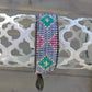 Fancy Tribal Bead Loom Woven Leather Wrap Bracelet in Purple, Aqua, Pink and Silver