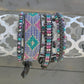 Fancy Tribal Bead Loom Woven Leather Wrap Bracelet in Purple, Aqua, Pink and Silver