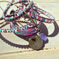 Purple Aqua and Pink Top Beaded Macrame Woven Leather Stack bracelet