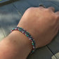 Purple Aqua and Pink Side beaded Macrame Woven Leather Stack bracelet