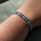 Purple Turquoise and Pink Ladder Woven Leather Stack bracelet