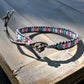 Purple Turquoise and Pink Ladder Woven Leather Stack bracelet