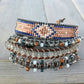 Copper Navy Blush Loom Woven Ikat Diamond Beaded Bracelet