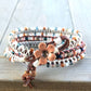 Copper Blush and Navy 3x macrame Leather Wrap Bracelet