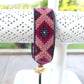 Loom Woven Maroon Pink Navy and Gold Diamond beaded friendship bracelet