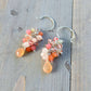 Peach Moonstone and Coral Jade Cluster Teardrop Earrings with Swarvoski Crystal