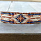 Copper Navy Blush Loom Woven Ikat Diamond Beaded Bracelet