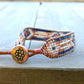 Copper Navy Blush Loom Woven Ikat Diamond Beaded Bracelet