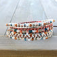 Copper Blush and Navy 3x macrame Leather Wrap Bracelet