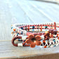 Copper Blush and Navy 3x macrame Leather Wrap Bracelet