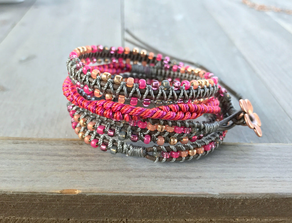 Hot Pink & Red Polymer Clay Bracelet – Golden Thread, Inc., Red Bracelet -  valleyresorts.co.uk
