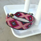 Loom Woven Maroon Pink Navy and Gold Diamond beaded friendship bracelet