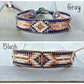 Copper Navy Blush Loom Woven Ikat Diamond Beaded Bracelet