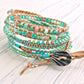 Beachy Boho Beaded Leather Macrame 5x Wrap Bracelet