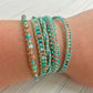 Beachy Boho Beaded Leather Macrame 5x Wrap Bracelet