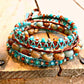 Aqua Terra Jasper Macrame 3 Wrap Leather Bracelet