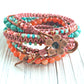 Turquoise and Coral Gemstone Macrame 5 Wrap Bracelet