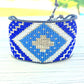 Bright Blue Aztec Extra wide Geometric bead loom woven cuff