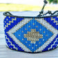 Bright Blue Aztec Extra wide Geometric bead loom woven cuff