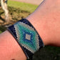 Navy Seas Diamond Burst Loom Bracelet, bead loom woven