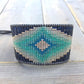 Navy Seas Diamond Burst Loom Bracelet, bead loom woven