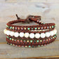 White Turquoise Macrame 3 Wrap Leather Bracelet