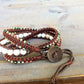 White Turquoise Macrame 3 Wrap Leather Bracelet