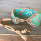 Seafoam and Silver Loom Woven Tribal Chevron beaded friendship bracelet,