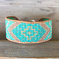 Seafoam and Silver Loom Woven Tribal Chevron beaded friendship bracelet,