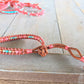 Coral and Turquoise Ladder Woven Leather Stack bracelet