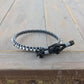 Black, Silver, and Gray Top Macrame Beaded Leather Single Wrap Bracelet