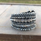 Black, Silver ,and Gray Side Macrame Beaded Leather Single Wrap Bracelet