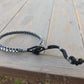 Black, Silver, and Gray Top Macrame Beaded Leather Single Wrap Bracelet