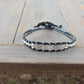 Gray Agate center Black ,Silver, and Gray Beaded Leather Single Wrap Bracelet