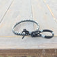 Black, Silver ,and Gray Side Macrame Beaded Leather Single Wrap Bracelet