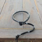 Black, Silver ,and Gray Side Macrame Beaded Leather Single Wrap Bracelet