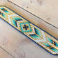 Navy,Teal, and Gold Bohemian Loom Woven Southwestern Tribal Beaded Bracelet