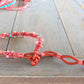 Coral and Aqua Spiral Macrame Woven Leather Stack bracelet