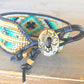 Navy,Teal, and Gold Bohemian Loom Woven Southwestern Tribal Beaded Bracelet