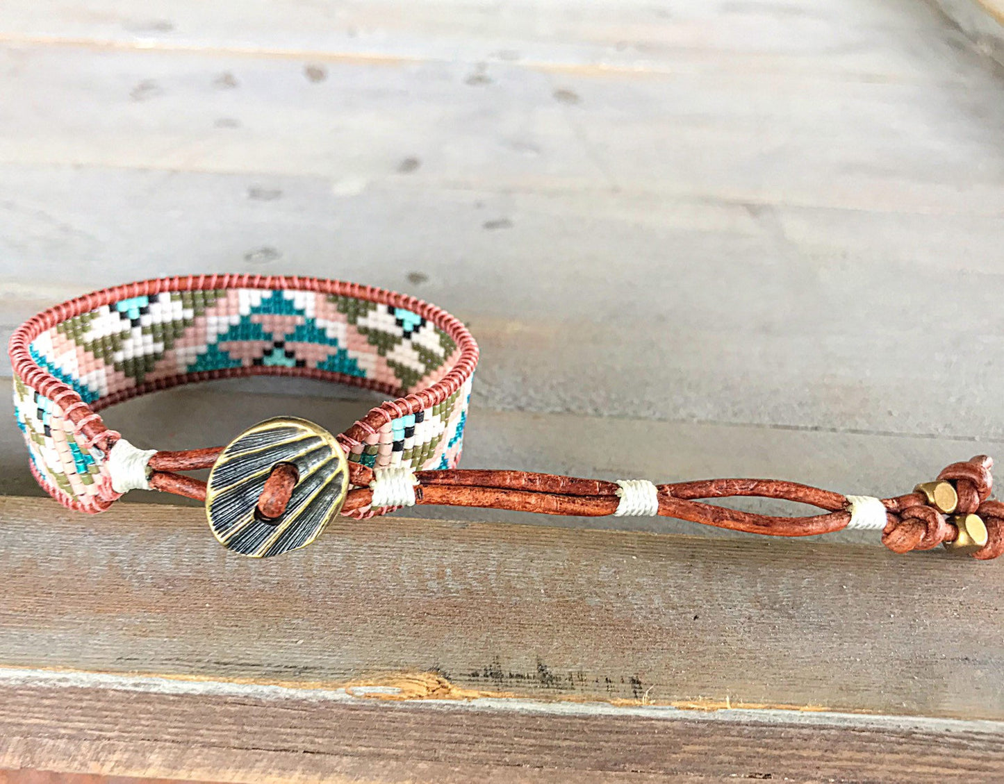 Southwest Geometric Bead Loom Woven Bracelet