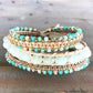 Seafoam Jade and Macrame Boho 3x wrap bracelet