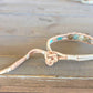 Amazonite Center Aqua, Tan, and Rose Gold Beaded Leather Stack Bracelet