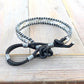Black, Gray, and Silver Beaded Leather Single Wrap Bracelet